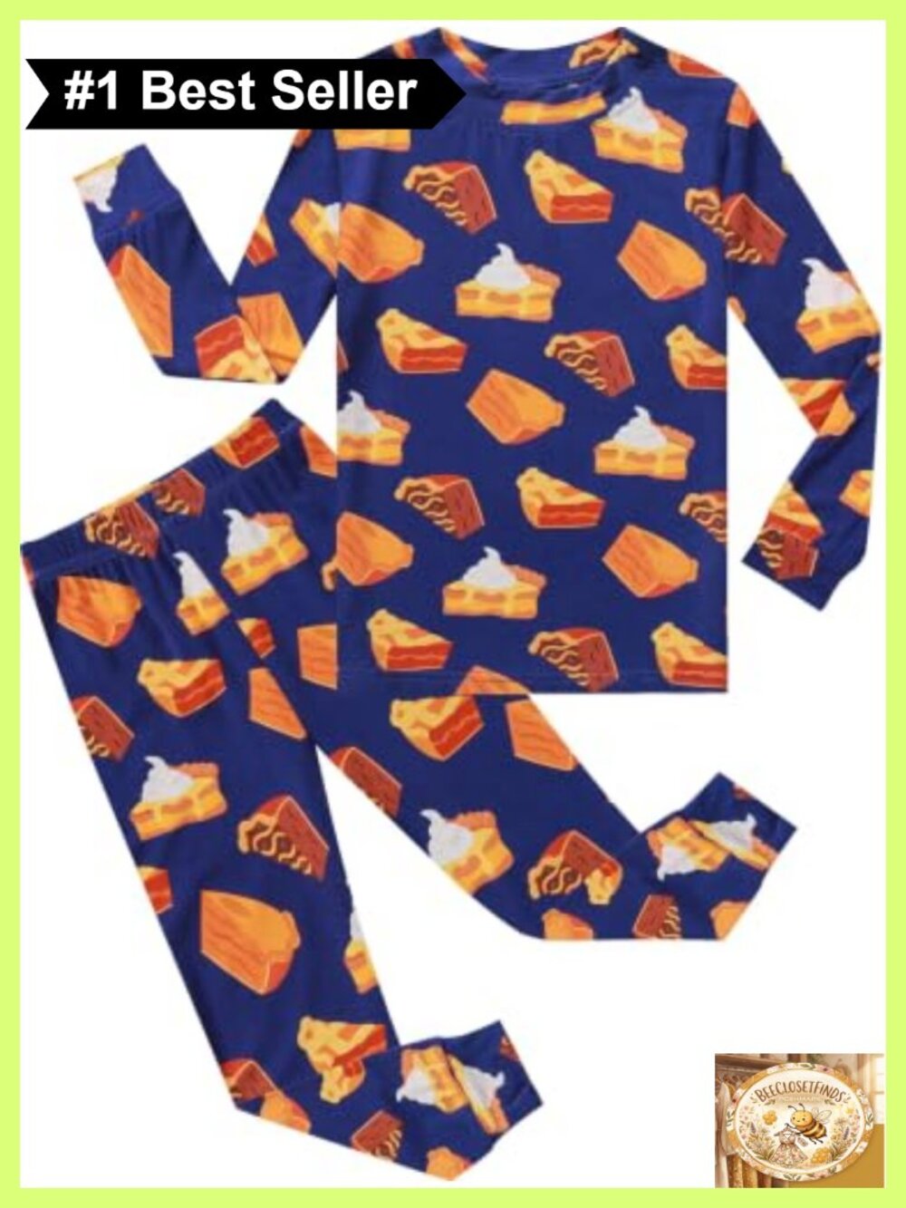 Bamboo Viscose Kids Pajama Sets Thanksgiving Pumpkin Pie 2T-10Y